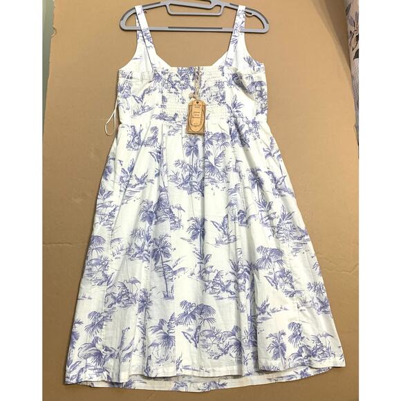 BOGO FREE! FAT FACE White/Blue Flamingo Pattern HEIDI Summer Sun Dress Sz 8 NWT - Picture 7 of 16